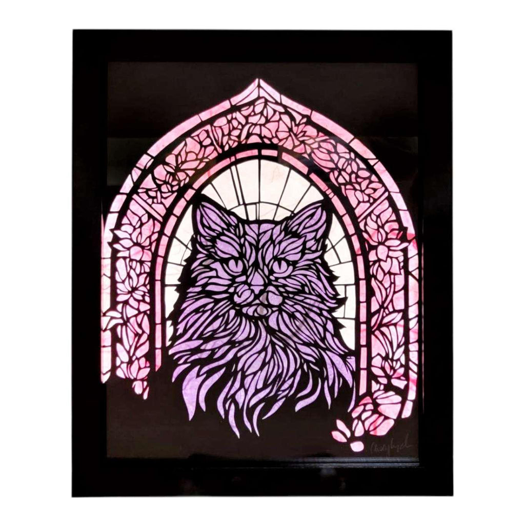 Lightbox - Hand Cut Paper Animal (Cat) by Squirrel Tacos Papercuts