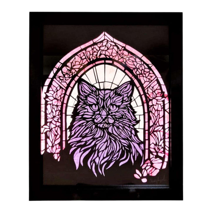 Lightbox - Hand Cut Paper Animal (Cat) by Squirrel Tacos Papercuts