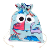 Bag - Chomper Buddy Drawstring (Aqua Dinosaurs Blue) by Peek A Boo Plush, image 1 of 5