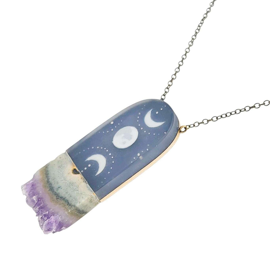 Necklace - Jasper Moons Crystal (Gunmetal) by Fernworks, image 3 of 7