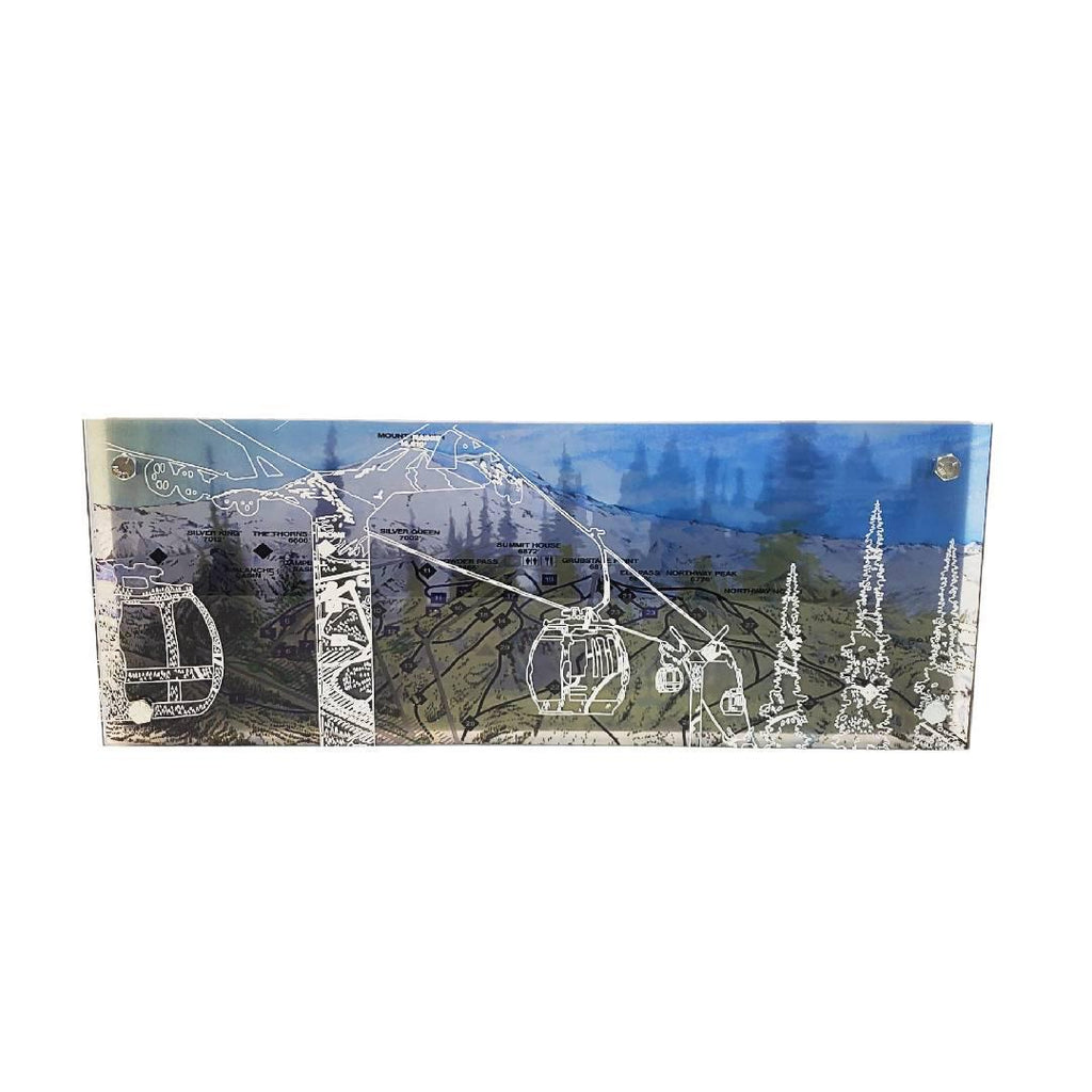 Wall Art - 16x6in - Ski Lift Crystal Mountain Floating Frame Map by Modern Terrain Collection