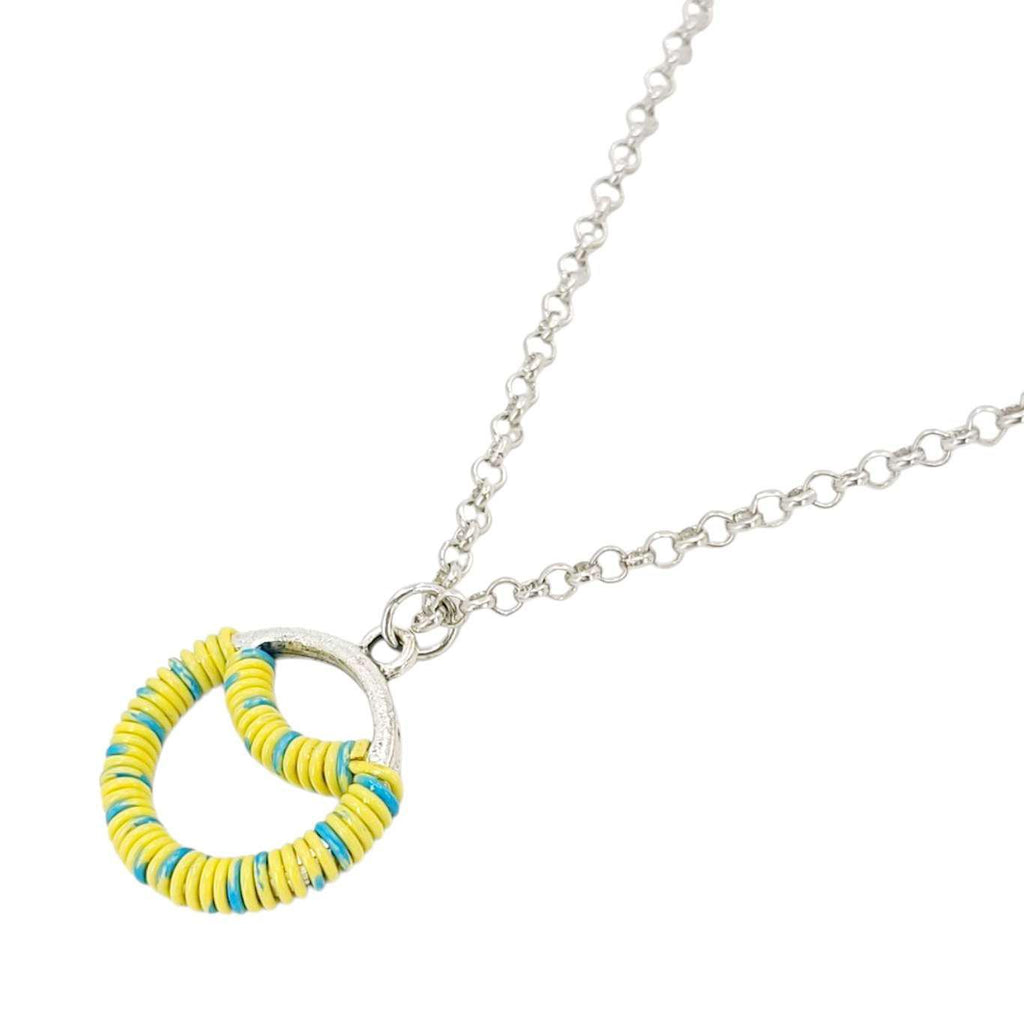 Necklace - Sunrise Circle (Yellow Blue Telecom Wire) by XV Studios
