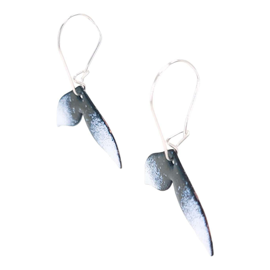 Earrings - Gray and White Whale Tails by Magpie Mouse Studios