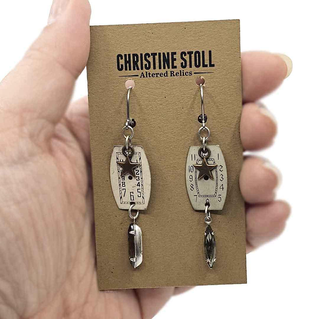 Earrings - Watch Dials - Once Upon a Time Stainless Steel by Christine Stoll | Altered Relics