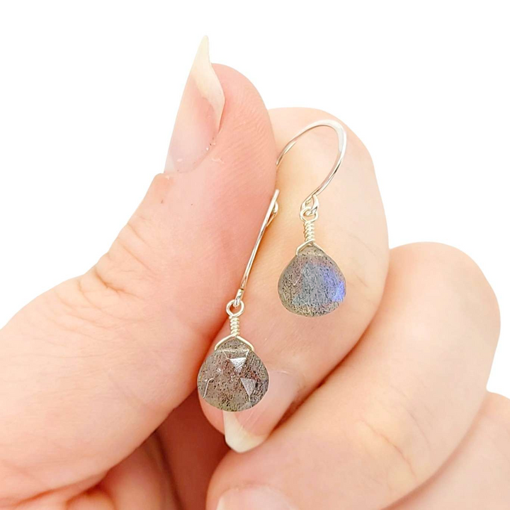 Earrings - Sterling Gemstone Drops Lightning (Labradorite) by Foamy Wader