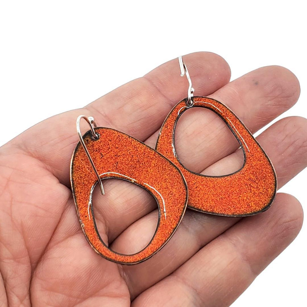 Earrings - Retro Asymmetrical Open (Red) by Magpie Mouse Studios