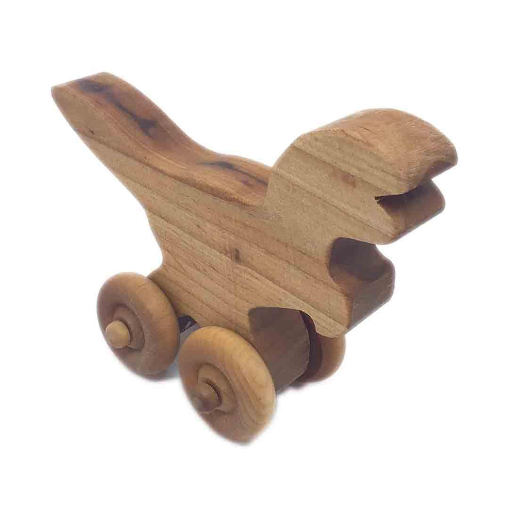 (30% Off) Wooden Toy - Velociraptor Dinosaur on Wheels by Baldwin Toy Co.