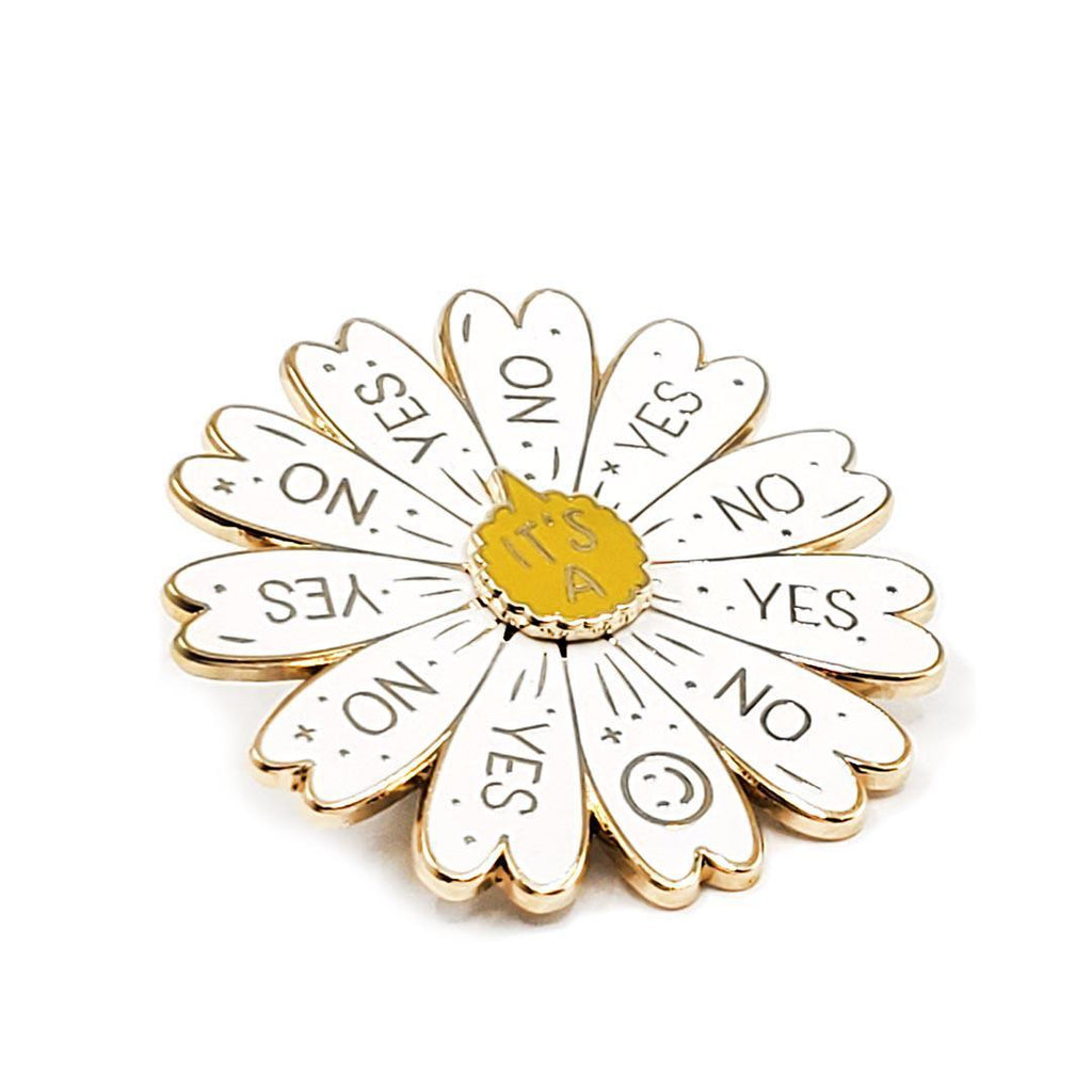 Enamel Pin - Spinning - Yes No Daisy by Occasionalish