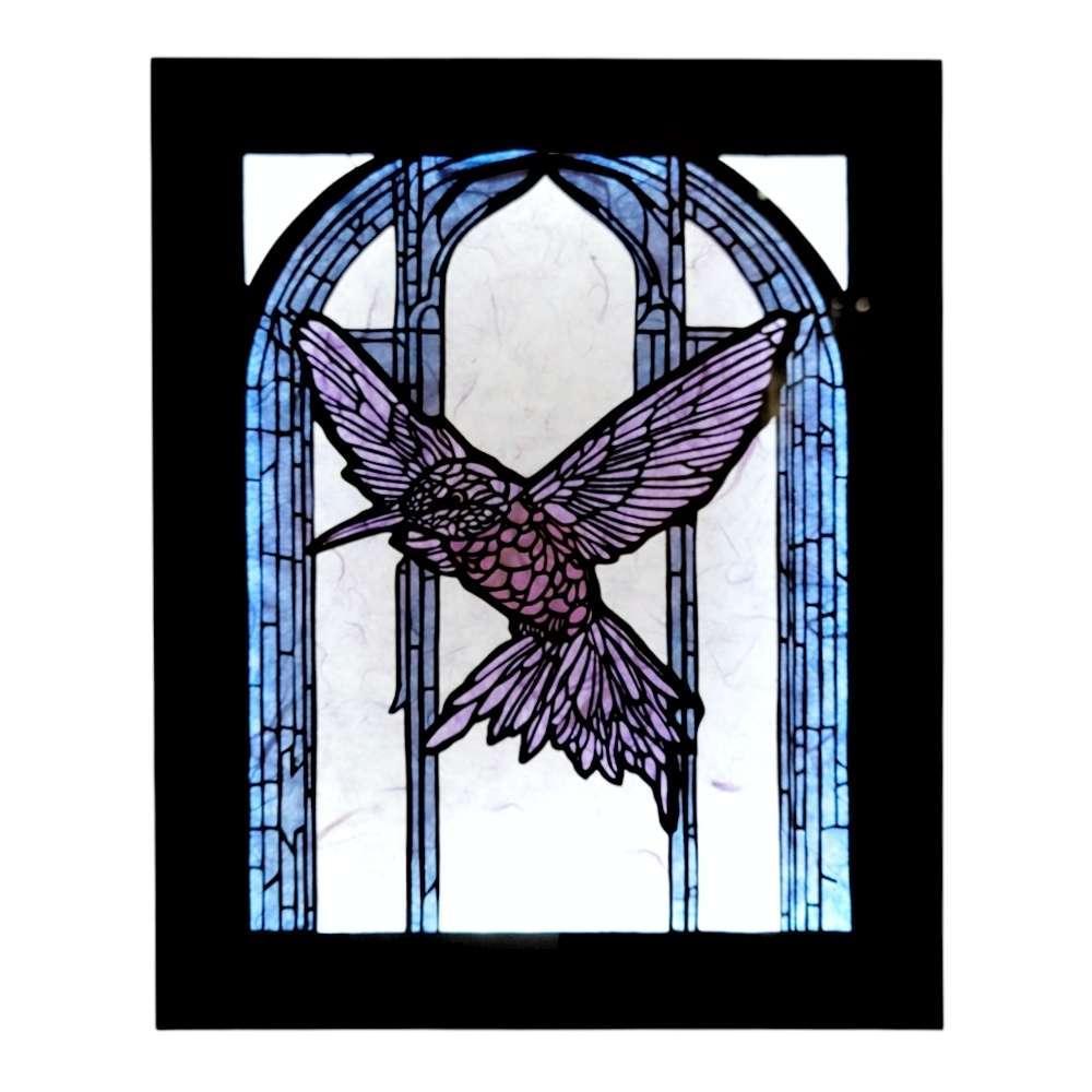Lightbox - Hand Cut Paper Animal (Hummingbird) by Squirrel Tacos Papercuts