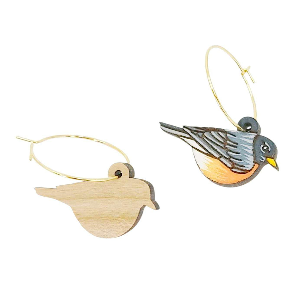 Earrings - American Robin (Gold Hoops) by Fresh Cuttery