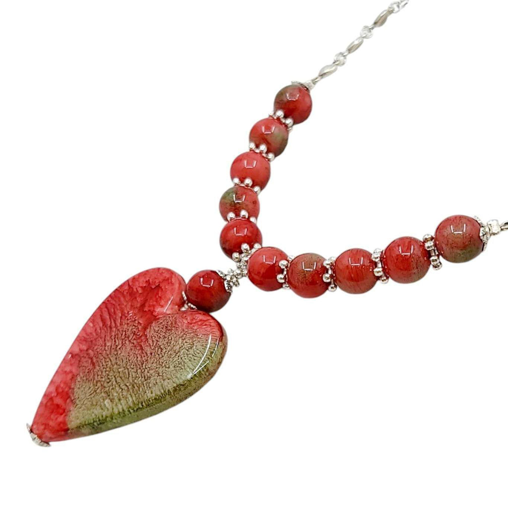 Necklace - Ceramic Heart (Red and Green) by Tiny Aloha