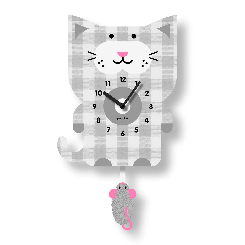 Acrylic Clock - Checkered Cat Pendulum (Last One!) by Popclox by Modern Moose