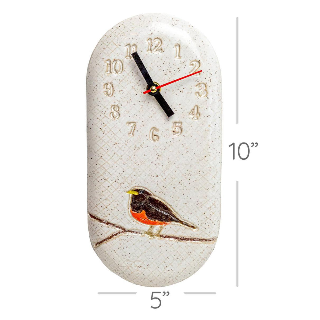 Clock - Robin Ceramic Wall Clock by White Squirrel Clayworks
