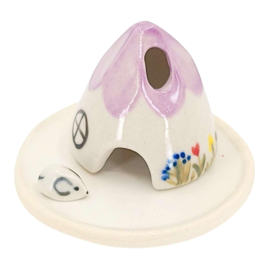 Figurine Set - Mouse House Incense Burner (Violet) by Spalted Home