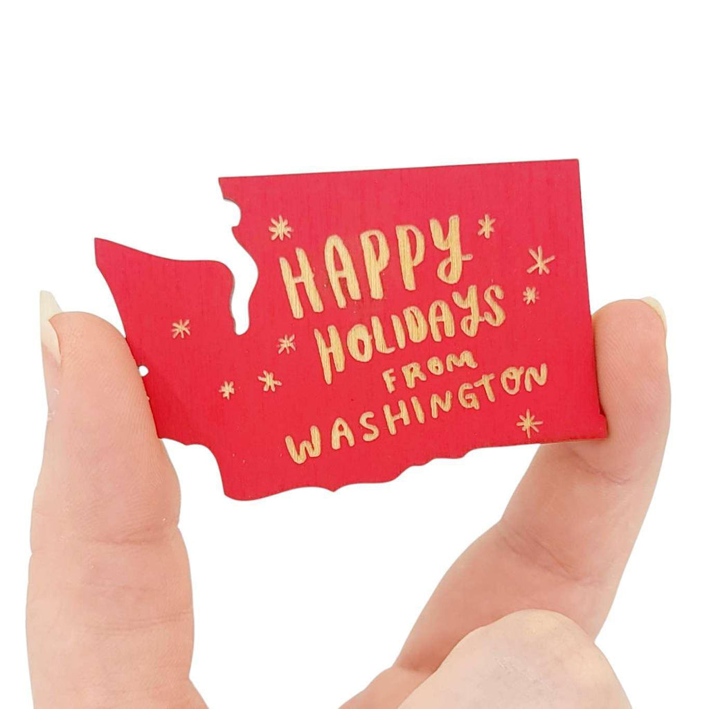 Magnets - Small - WA State Happy Holidays from Washington (Red or Green) by SnowMade