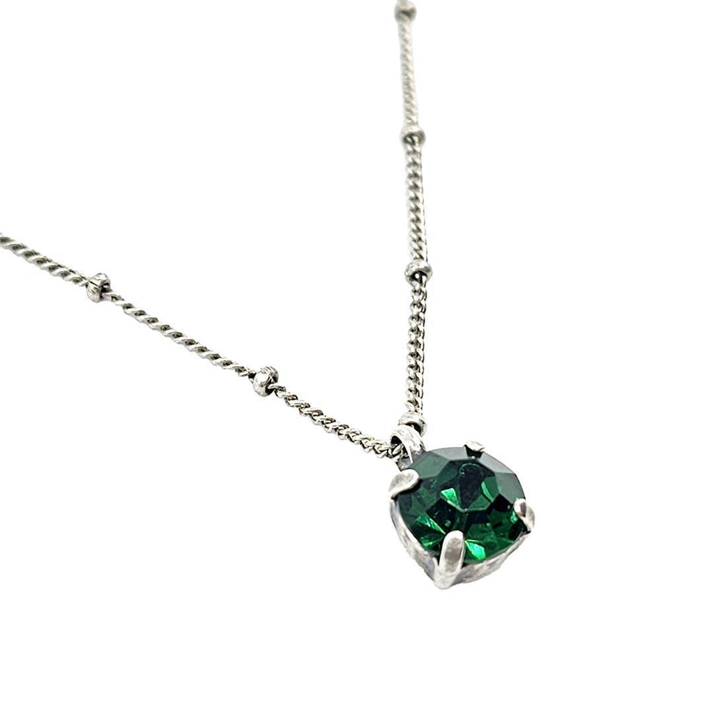 Necklace - Vintage Rhinestone Pendant (Emerald Green) by Christine Stoll Studio