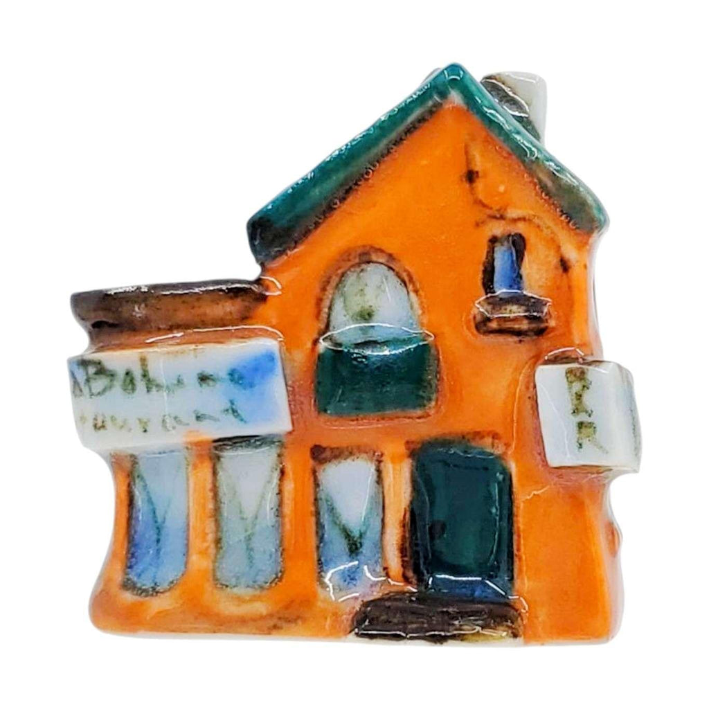 Collectible - Tiny House - La Boheme Restaurant (Orange Walls, Teal Door, Teal Roof) by Mist Ceramics