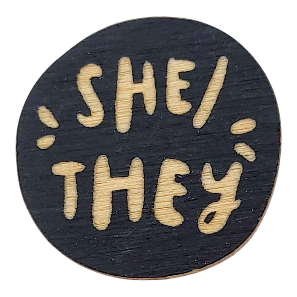 Pronoun Pins - She/They (Assorted Colors) by SnowMade