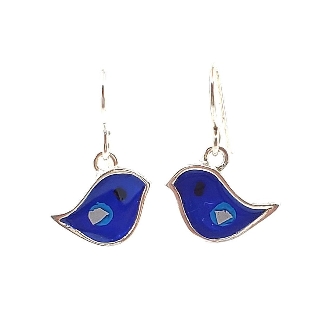 Earrings - Single Birds (Dark Blue) by Happy Art Studio