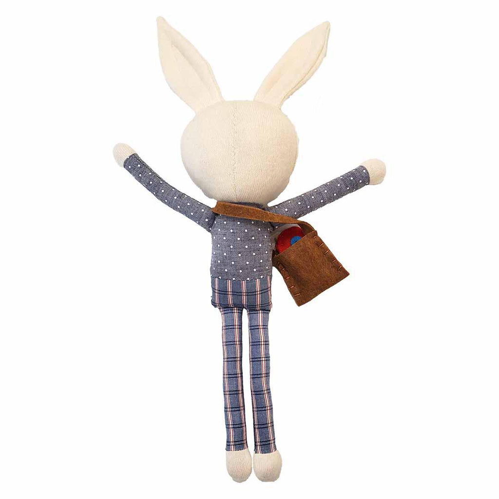 Plush - White Rabbit in a Gray Dotted Shirt by Fly Little Bird