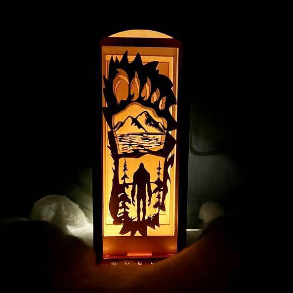 Lighted Shadowbox - Sasquatch by Squirrel Tacos Papercuts