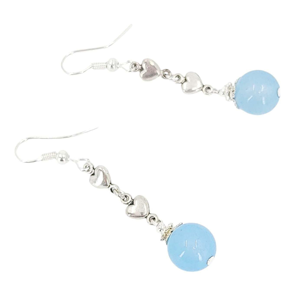 Earrings - Aquamarine Tiny Heart Drops by Tiny Aloha