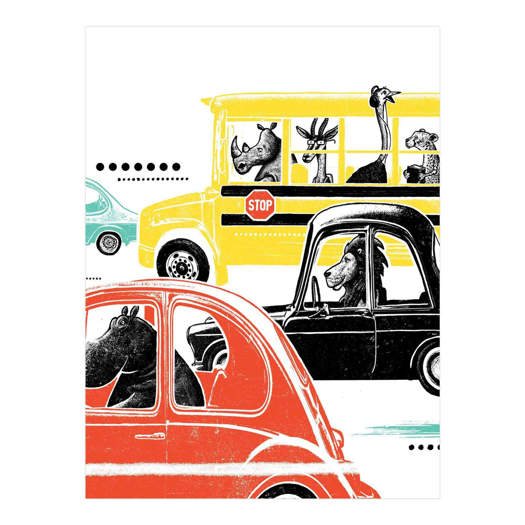 Art Print - 18x24 - Traffic #2 School Bus Limited Edition Posters & Prints by Factory 43