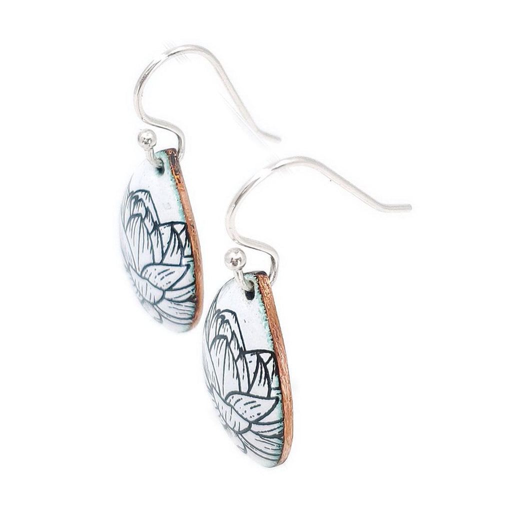 Earrings - Lotus Small Teardrop (White) by Magpie Mouse Studios