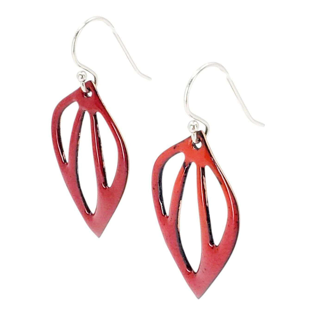 Earrings - Cut-outs Inverted Teardrop (Red) by Magpie Mouse Studios