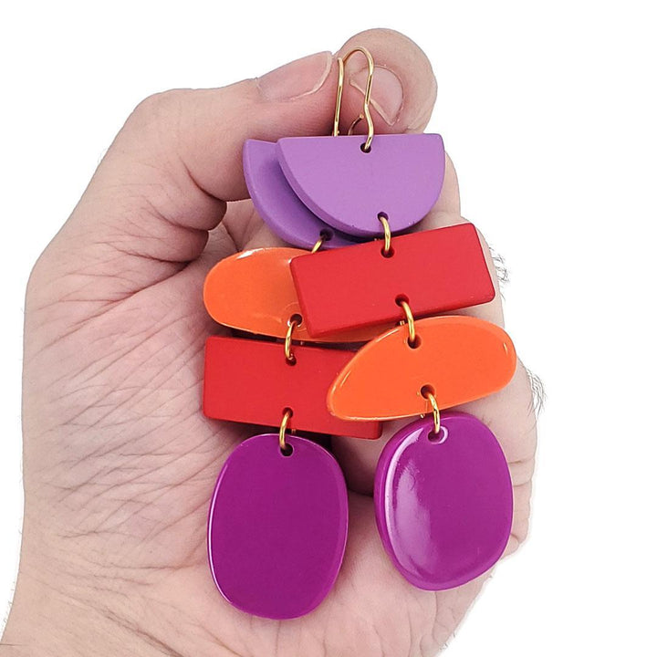 Earrings - Abstract Stack (Bold Colors) by Chubby Bunny