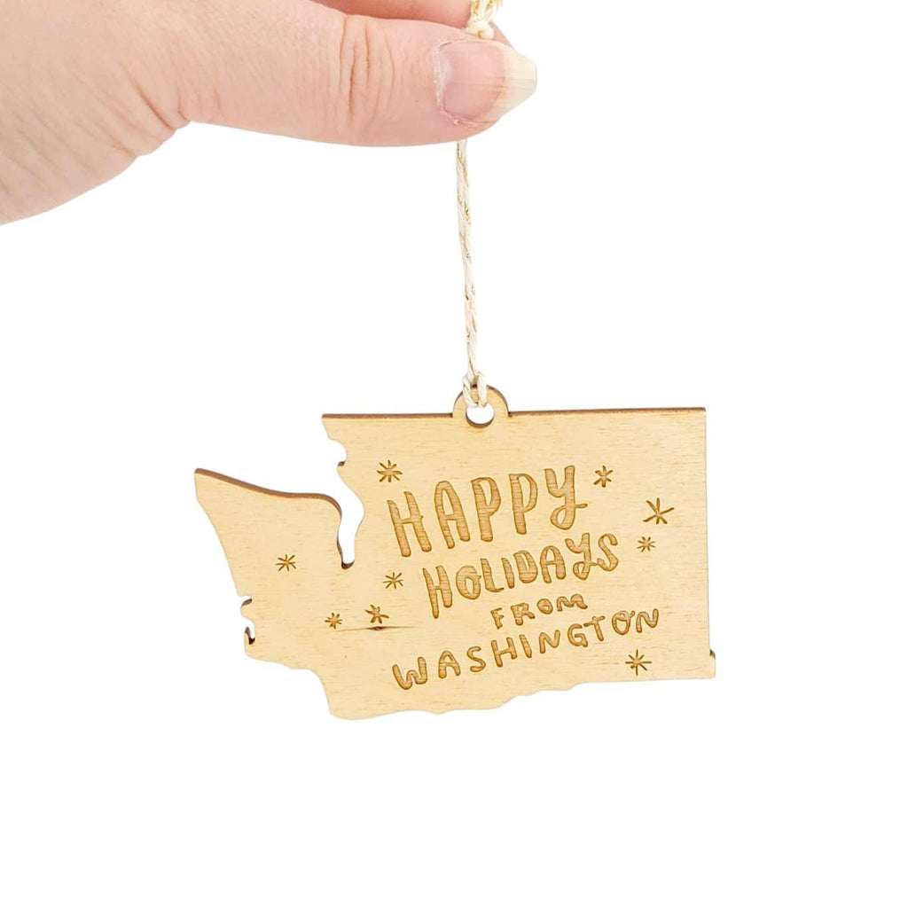 Ornaments - Large - Happy Holidays from Washington State (Assorted Colors) by SnowMade