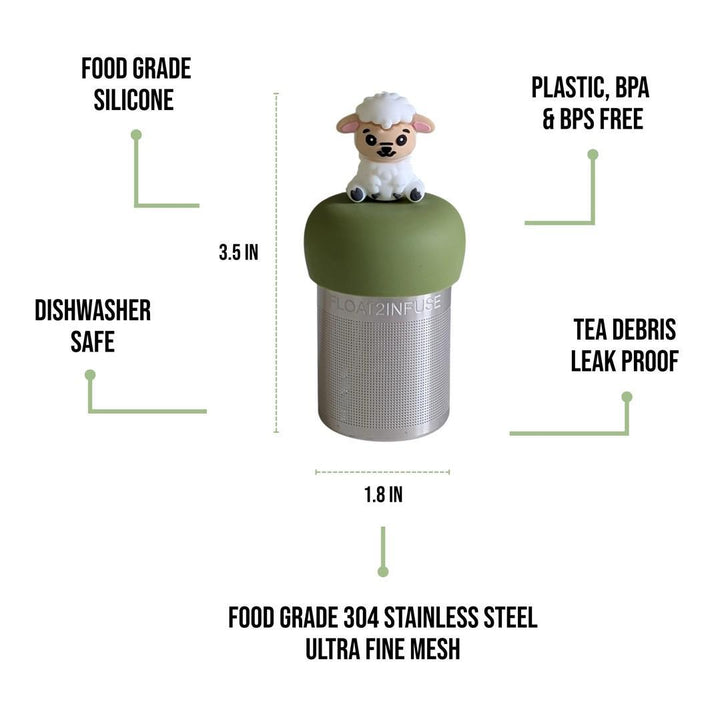 Tea Infuser - Fluffy White Sheep (Green Base) by Float2Infuse