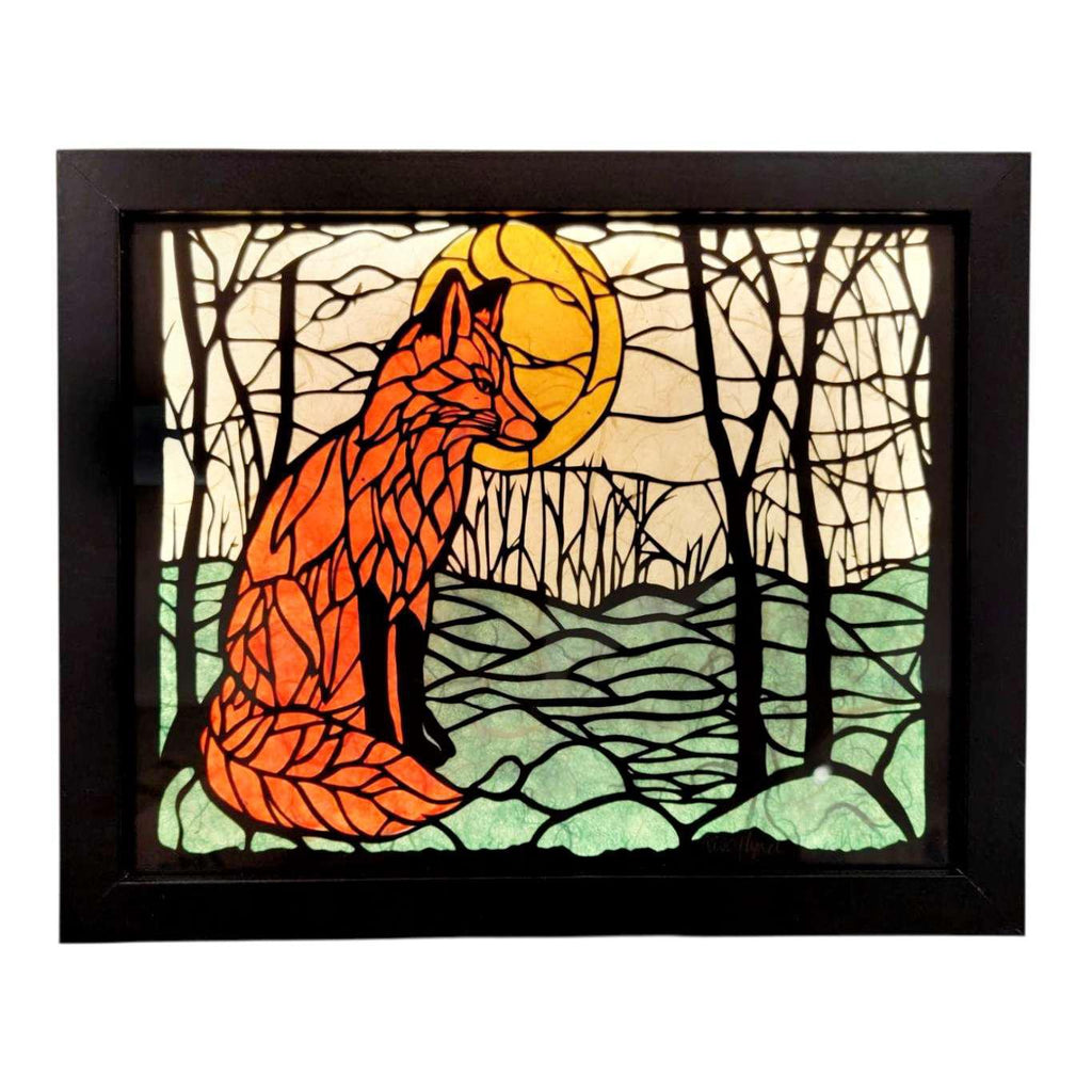 Lightbox - Hand Cut Paper Animal (Fox) by Squirrel Tacos Papercuts