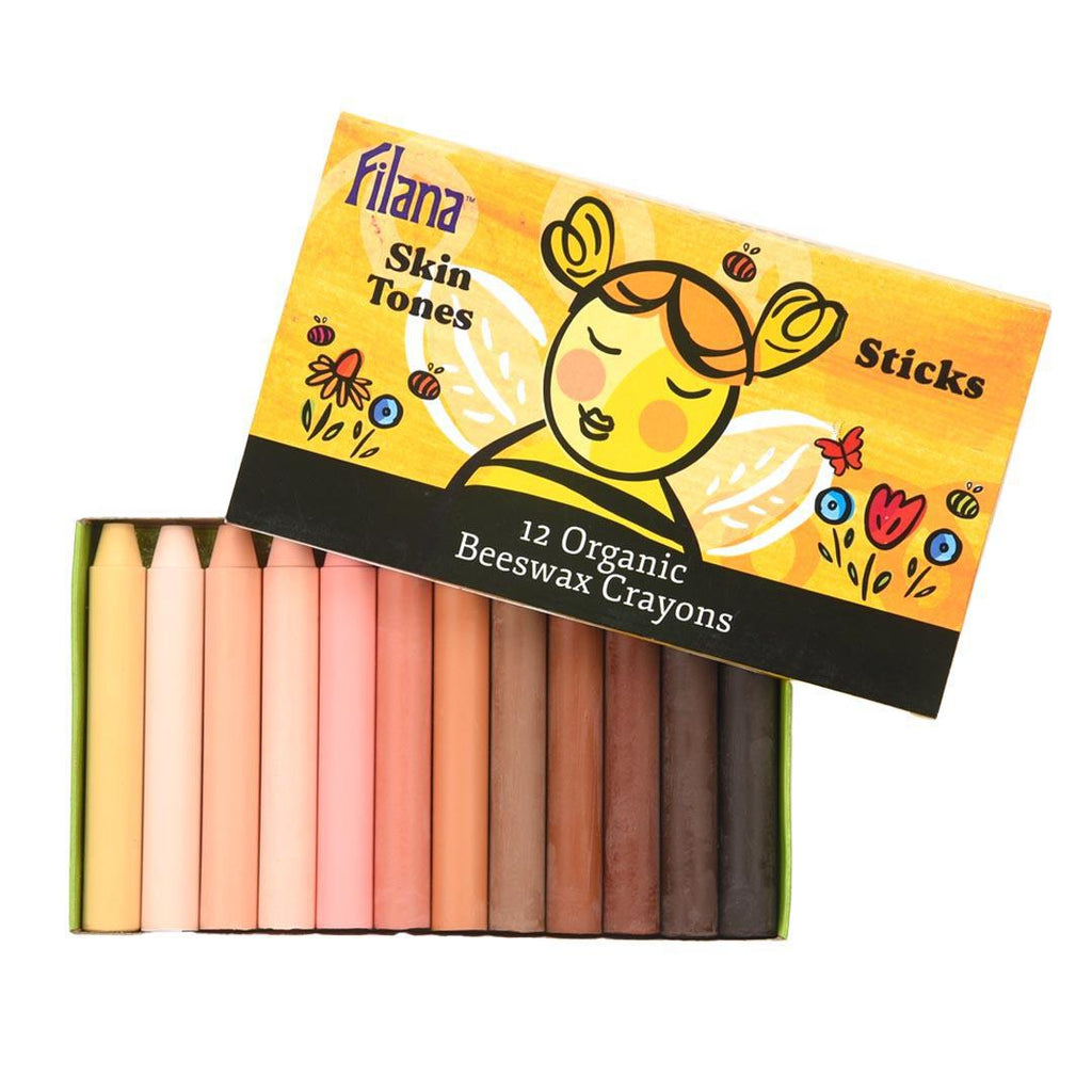 Crayons - Set of 12 - Skin Tone Colors by Filana Organic Beeswax Crayons