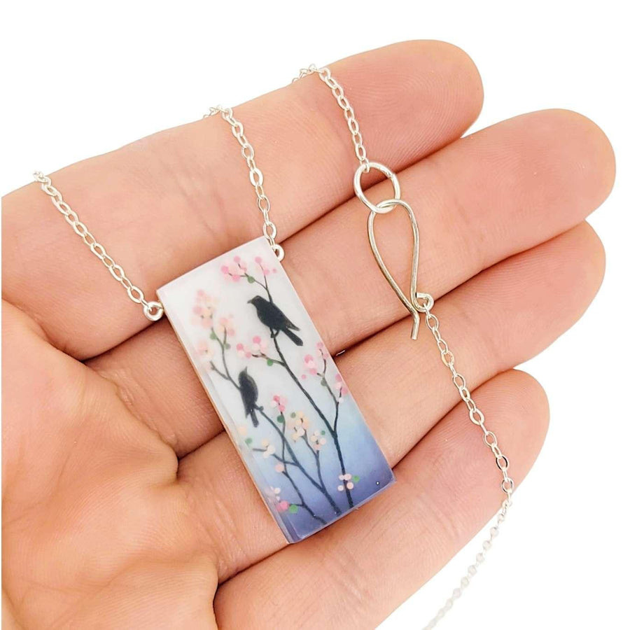 Necklace - Cherry Blossoms Tall (Sterling Silver) by Fernworks, image 2 of 7