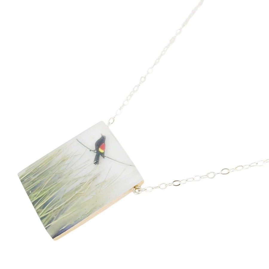 Necklace - Red Winged Blackbird (Sterling Silver) by Fernworks, image 3 of 7