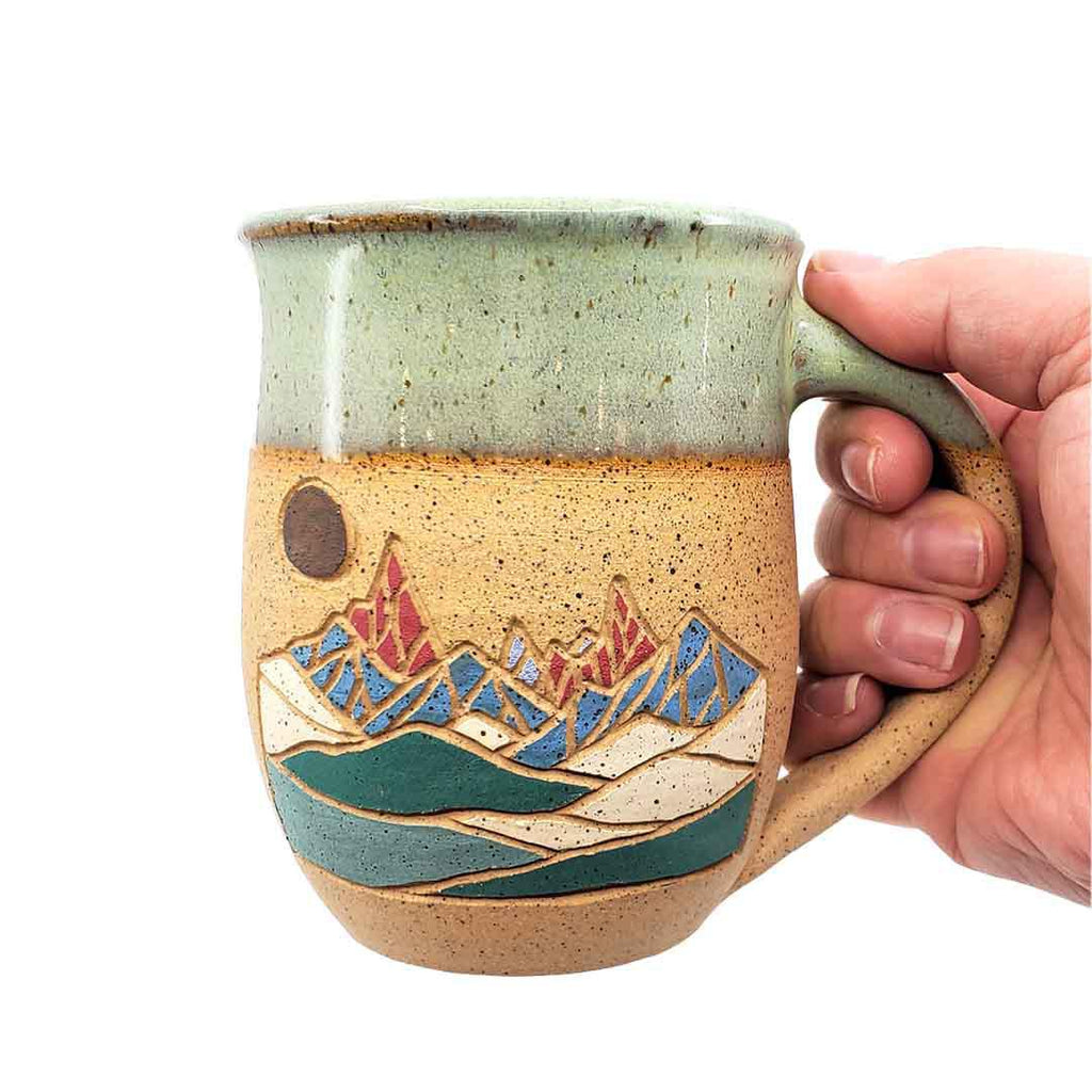 (20% Off) Mug - 16oz - Mountain Mug - Seafoam Evening by Forest Jeannie Pottery