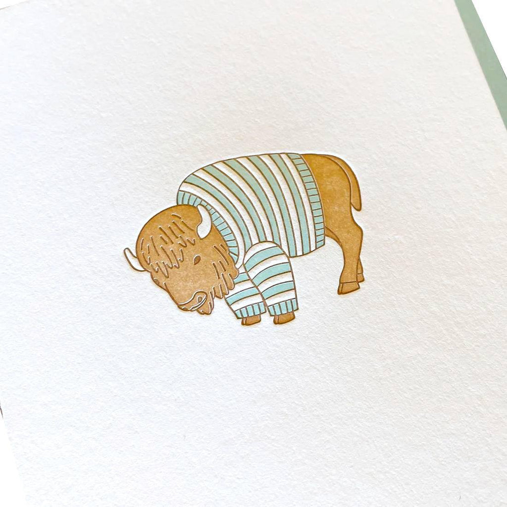 Card - Buffalo in a Sweater Letterpress by Green Bird Press
