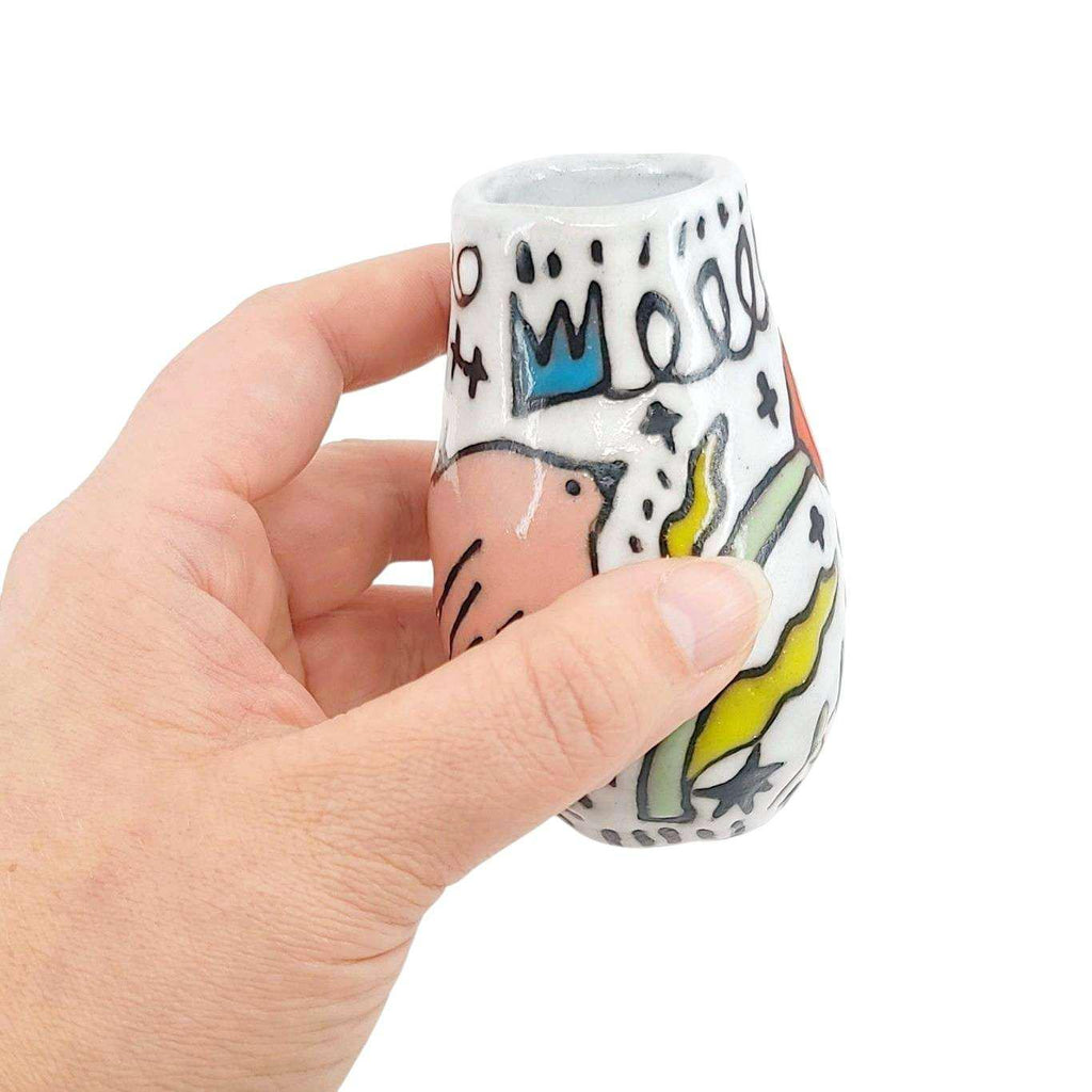 Mini Vase - Flying Birds (Whites and Grays) by Leslie Jenner