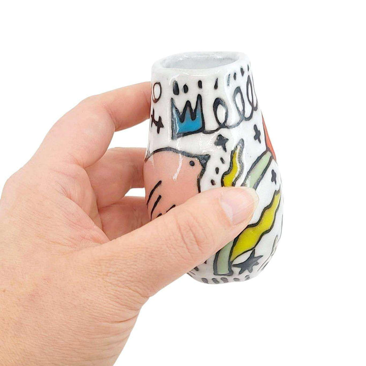 Mini Vase - Flying Birds (Whites and Grays) by Leslie Jenner