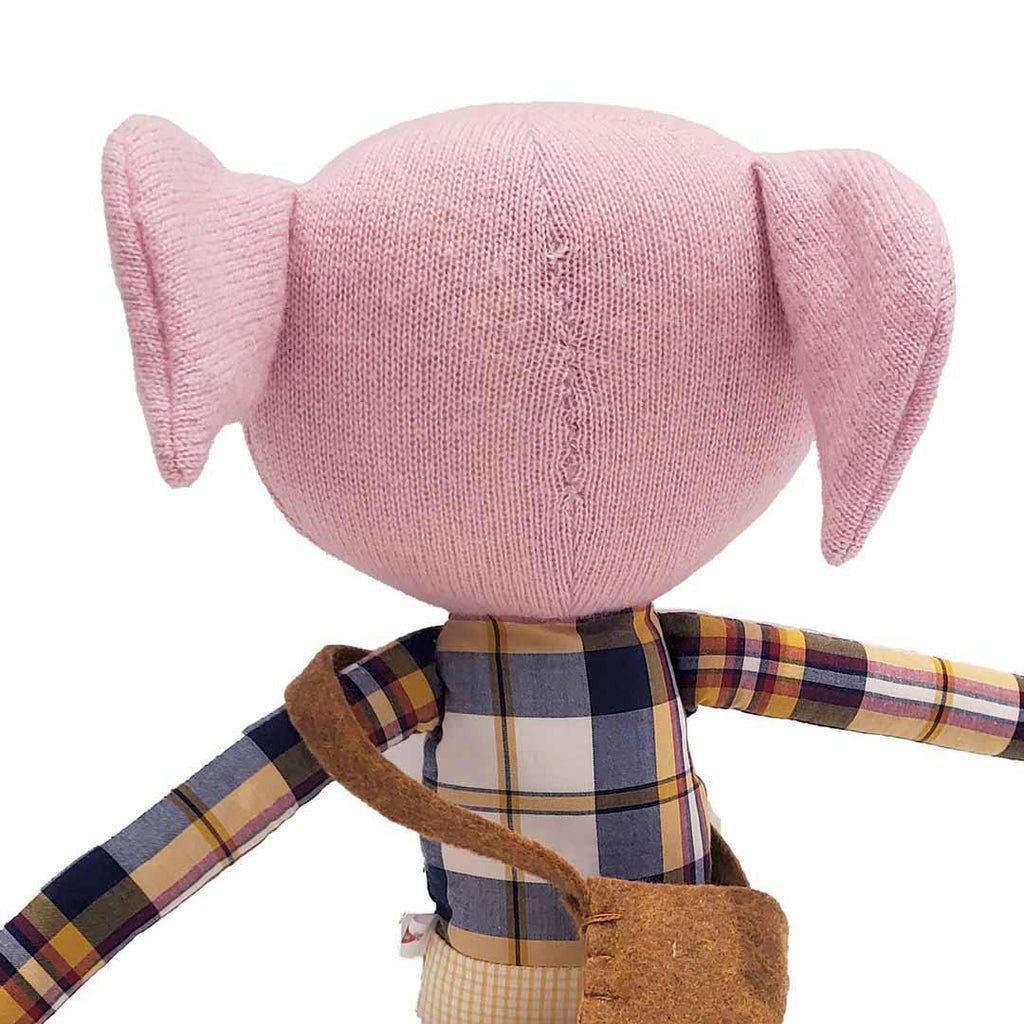 Plush - Pig in Blue Yellow Plaid Shirt by Fly Little Bird