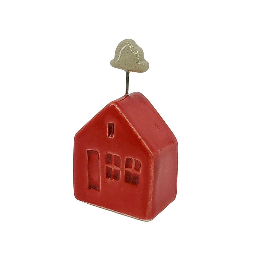Tiny Pottery House - Red with Cloud by Tasha McKelvey