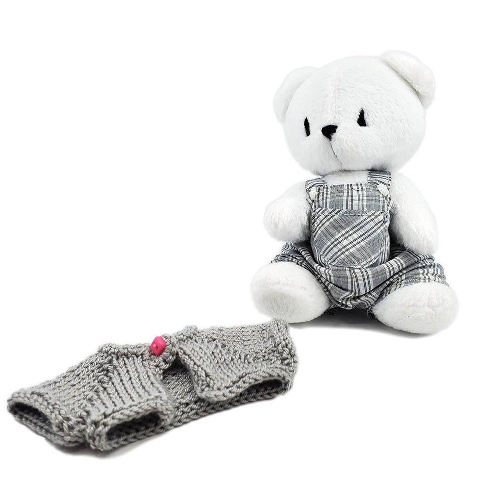 Plush - Polar Bear in Plaid Overalls and  Gray Cardigan by Frank and Bubby