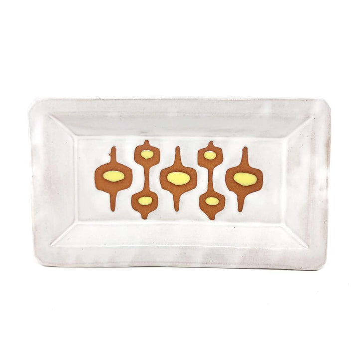 Tray - Mid-Century Modern in White and Yellow by Fern Street Pottery