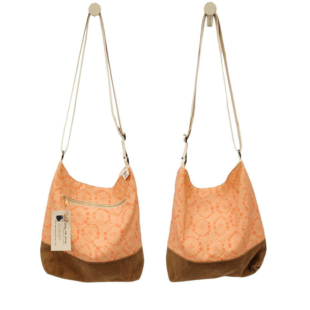 Bag - Large Cross-Body in Peach Lace (Peach) by Emily Ruth Prints