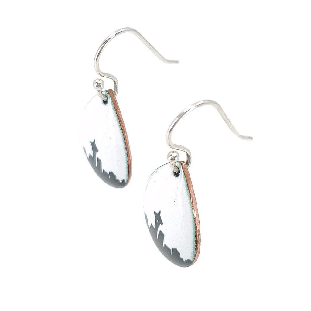 Earrings - Seattle Skyline Small Teardrop (White) by Magpie Mouse