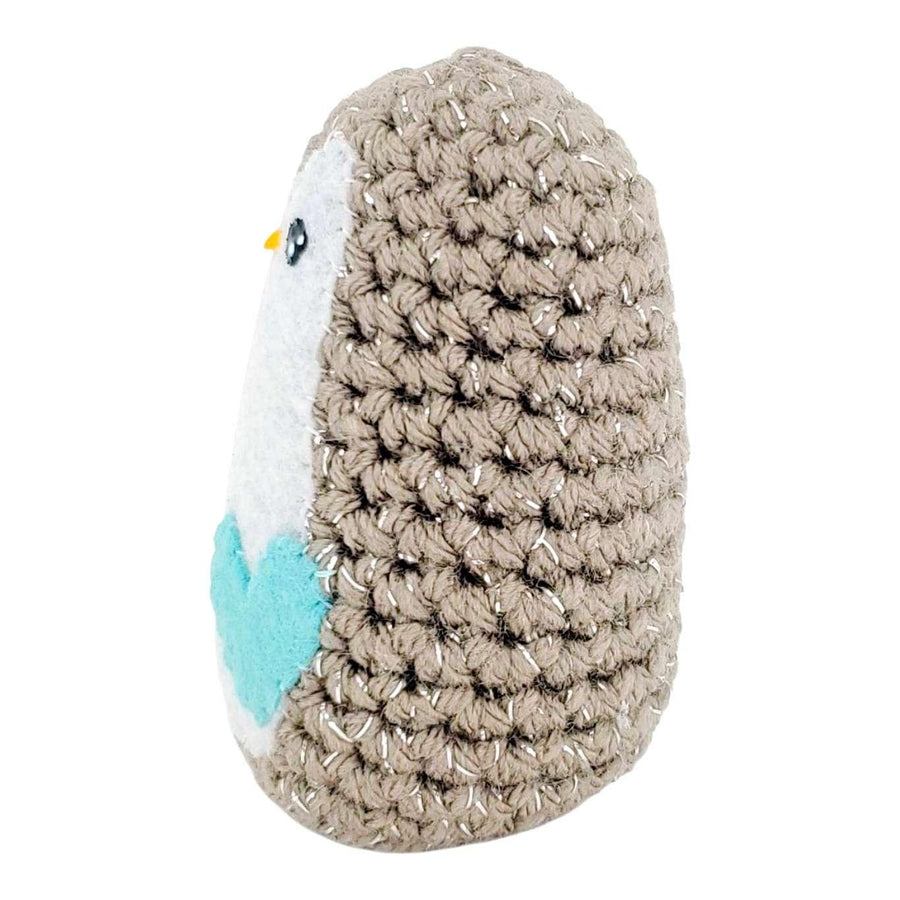 Plush Toy - Small Penguin (Brown Sparkle with Faded Aqua Heart) by Moyo Workshop, image 3 of 6