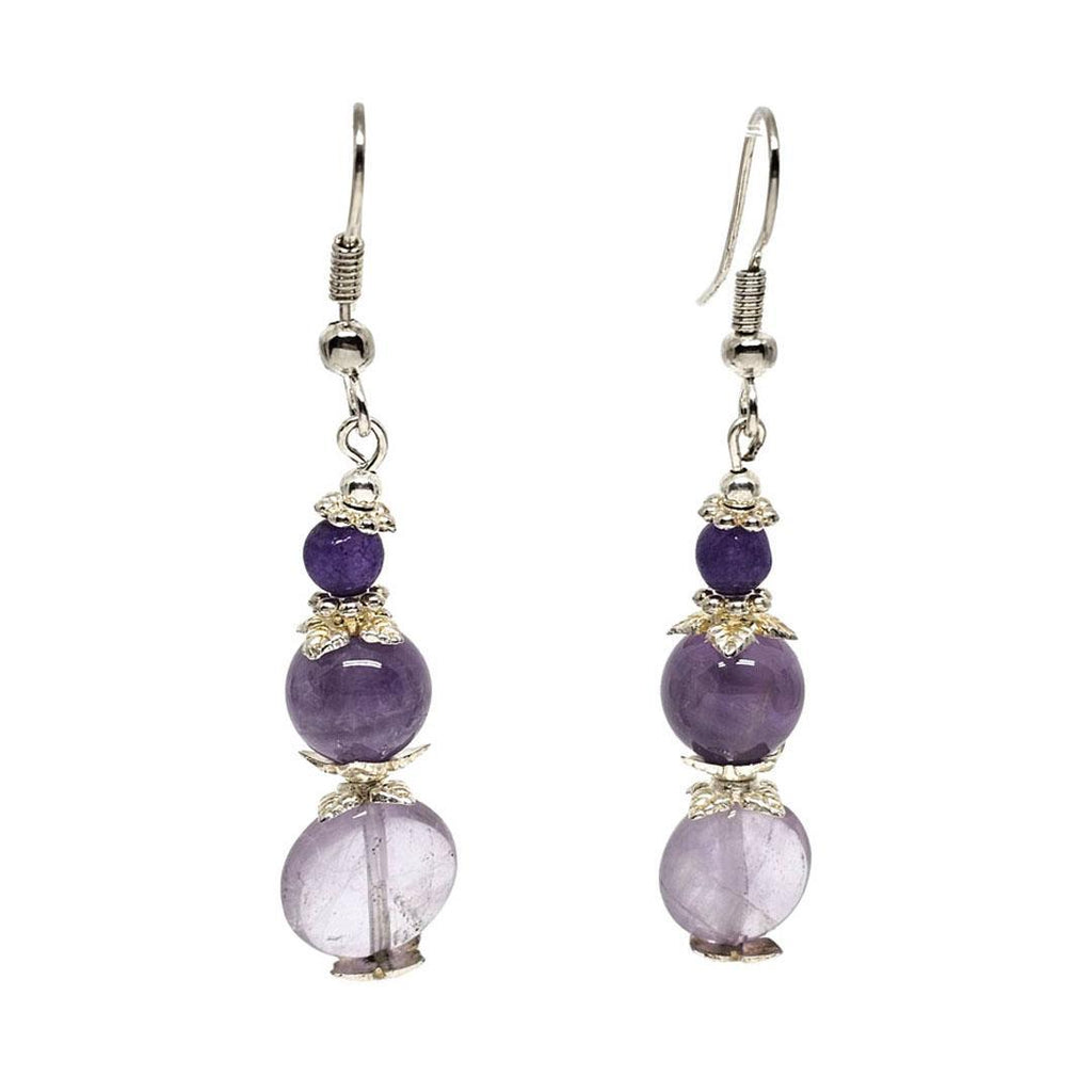 Earrings - Amethyst drops Silver plate by Tiny Aloha