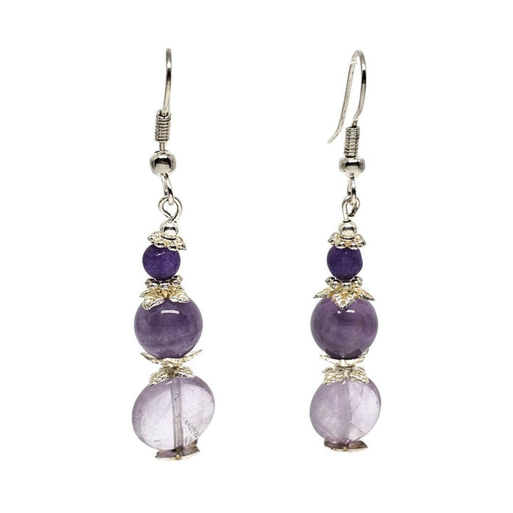 Earrings - Amethyst drops Silver plate by Tiny Aloha
