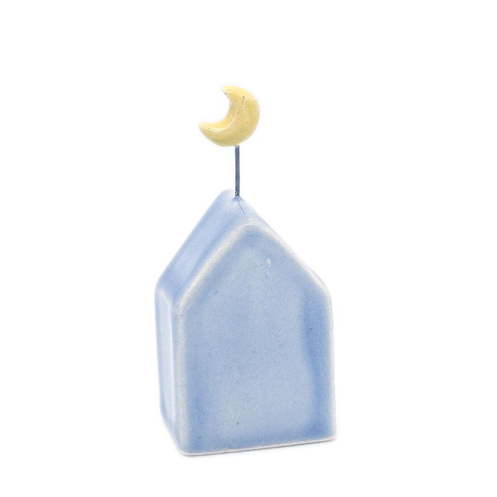 Tiny Pottery House - Light Blue with Moon by Tasha McKelvey